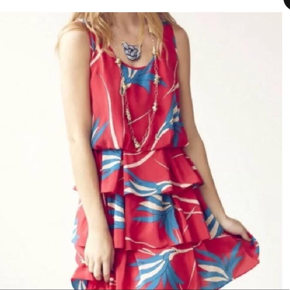 Anthropologie Red Sariah Ribbon Dress